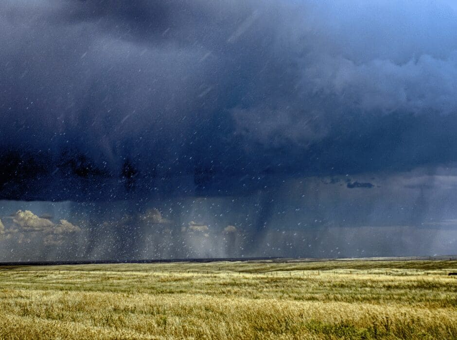 summer wind and hail storm over rural Canadian prairie